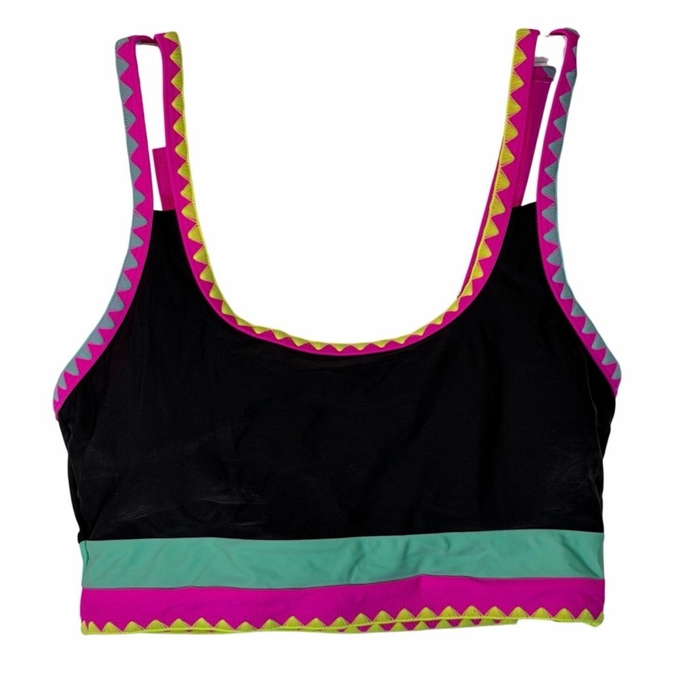 NWT Popvil Neon 3pc Bikini Set High Waist Tummy Control Skirt Black Pink Various - Picture 8 of 8